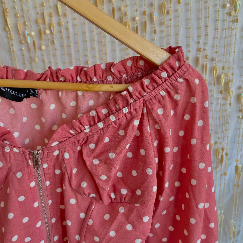 Pink Polkadot long Sleeve Top